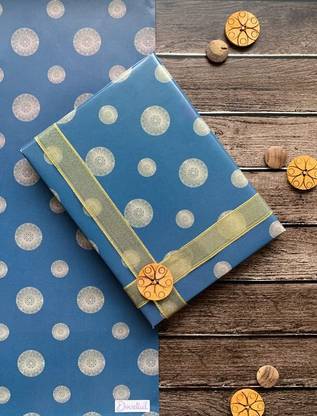 dovetail Gift Wrapping Paper Sheet Blue Brocade Paper Gift Wrapper