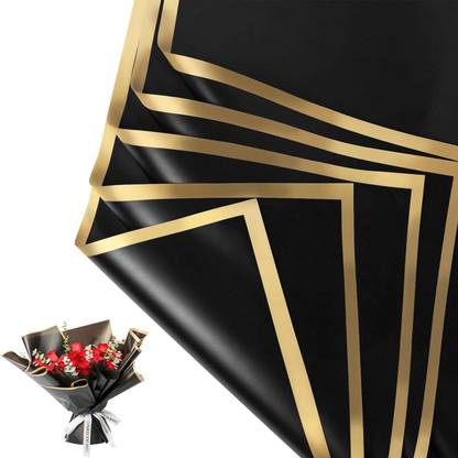Qroof 10 Pcs Bouquet Gift Wrapping Paper Black paper Gift Wrapper