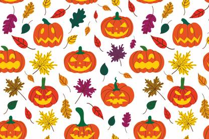 JORAS halloween-pumpkin-pattern-with-fallen-leaves PAPAER Gift Wrapper