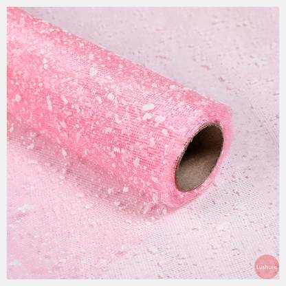 Lushure Decorative Snow Dot Net Fabric Gifting Wrap 4 Meter Hamper Packaging Gift Hamper Polyster Gift Wrapper