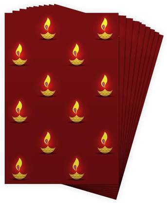 100yellow Luminous Lanterns: Diya Parade Diwali Theme Wrapping Paper Sheets| Paper Gift Wrapper