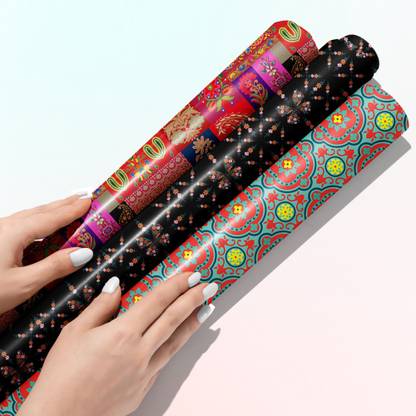 Doodle Premium Design Colorful Gift Wrapping Paper sheet | Set of 6 | 19.50 x 28.75" | 90 gsm | Gloss Art Paper for all occasions Gift Wrapper