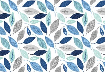 JORAS Seamless pattern with leaf blue and silver color Gift Wrapping Paper PAPER Gift Wrapper