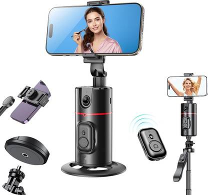 Alfa Rechargeable Auto Face Tracking Tripod with Remote, 360 Degree Rotation Auto Single Gimbal for Camera, Mobile