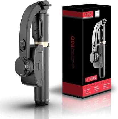 EVAAENTERPRISES SELFIE GIMBAL Q08 (Stunning Black Color, 3-Axis Stabilization) 3 Axis Gimbal for Mobile, Camera