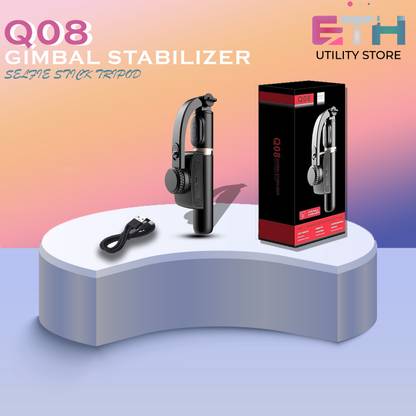 ETH UTILITY STORE Q08 Gimbal Stabilizer Selfie Stick with Tripod, 360 Auto Rotation 2 Axis Gimbal for Mobile, Camera