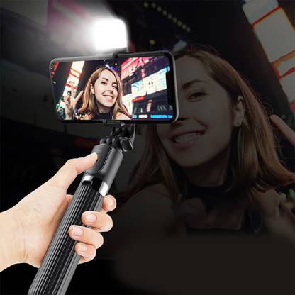 POZUB Photograph tripod bluetooth selfie stick with flash light+carry bag mobile stand Single Gimbal for Mobile