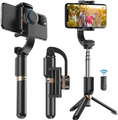 technofill Q08 Camera & Mobile, tripod with Selfie Stick with Mobile Holder Foldable Single Gimbal for Camera, Mobile