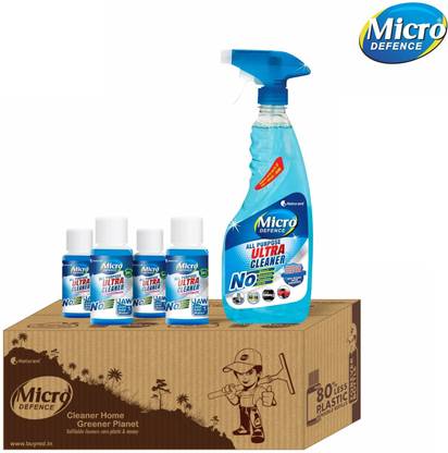MicroDefence Glass Cleaner & All Purpose Cleaner|Cleans over 150 Objects|4x50ml Conc makes 2L