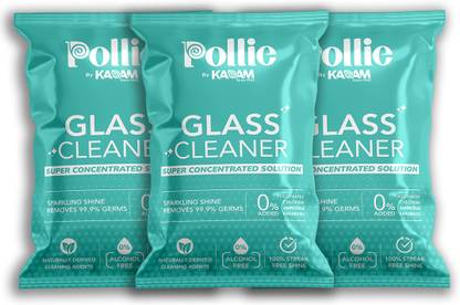 Pollie Glass Cleaner 3 Sachets | 1 Sachet makes 500mL | For All Type of Glass Surface
