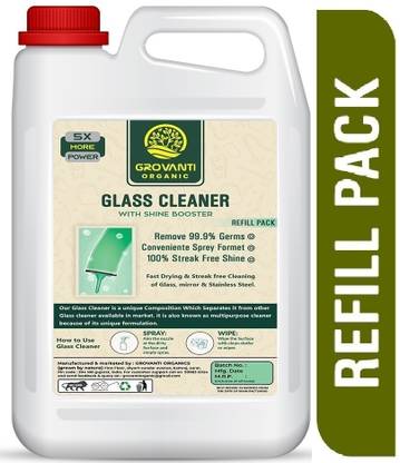 GROVANTI ORGANIC Glass Cleaner Liquid Spray Fast Sparkling Shine