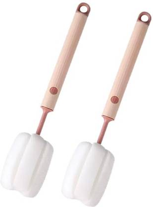 DCELLA Bottle Cleaning Brush Foam Brush Sponge Wet & Dry Broom Multicolor (Pack of 02)