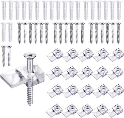 HASTHIP Mirror Mounting Clip Mirror Clip for Fixing Mirror on Flat Surface Plastic Glass Holder