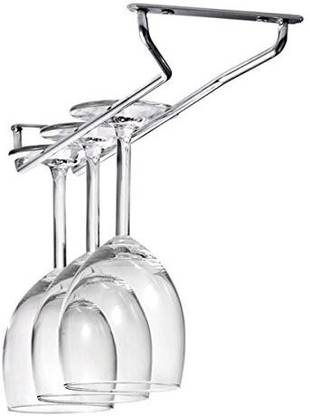 Plantex Wine Glass Rack/Holder Upside Down Glass Hanging Organizer for Pubs/Kitchen/Bars - (Single Line - Regular) Stainless Steel Wine Rack