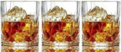 Tap2kaart (Pack of 3) Crystal Clear Fancy Whiskey Scotch glass Glasses Set Glass Set (220 ml, Glass) (Pack of 3) Glass Set Wine Glass
