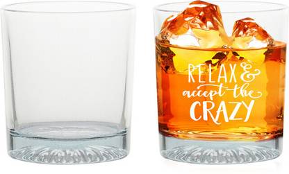Yoyo (Pack of 6) Relax Accept Crazy Glass Set Whisky Glass