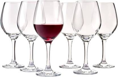 V Bright (Pack of 6) Wine Glass Ideal for White or Red Wine Party Glass, Whisky Glass, Clear Glass Set Wine Glass