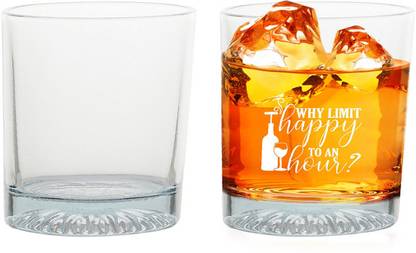 Yoyo (Pack of 6) Engraved Customized(Why Limit Happy) Glass Set Whisky Glass