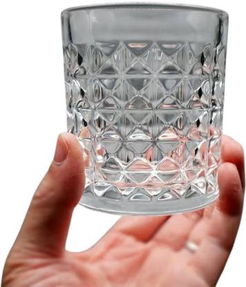 KAIRAVADEENTERPRISE SQUARE BUBBLE WHISKEY 325ML 6PCS Glass Whisky Glass