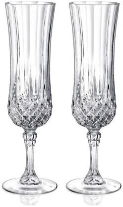 TREANDCARD (Pack of 2) Premium Flute Design Wine Glass for Cocktail Red Wine Mocktail (220 ML) Glass Set Champagne Glass