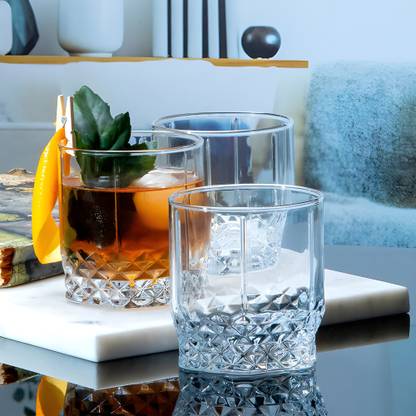 Lenzrite (Pack of 6) Royal Crystal Seamless Whiskey Glass Set of 6 Pcs 310 ml Each Glass Set Water/Juice Glass