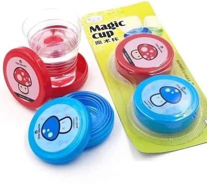 DECRONICS (Pack of 2) Magic Cup Collapsible Foldable Retractable Cup Glass for Outdoor Travel Gift Mug Glass Set Water/Juice Glass