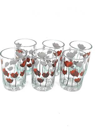 crockware (Pack of 6) Elegance Printed Water and Juice glass Glass Set Water/Juice Glass