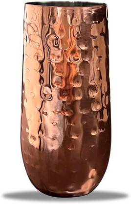 Dev Herbals Stainless Steel Copper Hammered Look Champagne Flute Glasses (Pack of 1_200 ml) Glass Champagne Glass