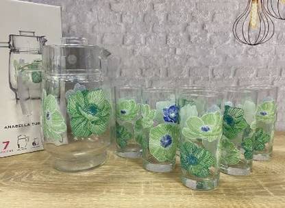 LUMINARC (Pack of 7) Anabella Turquoise 7 pcs Beverage Set Glass Set Beer Glass