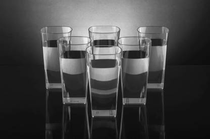 Sentricus (Pack of 6) SQUARE Shape Plastic UNBREAKABLE Water Glasses Set of 6 Glass Set Water/Juice Glass