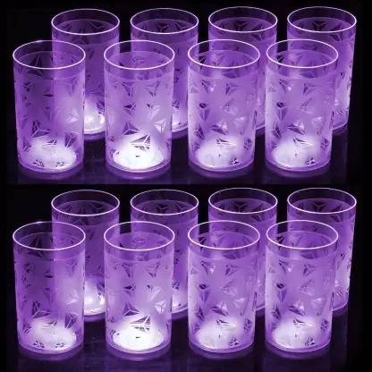 AURUMWARE (Pack of 16) PRINTED GLASS TRANSPARENT GLASS FOR COLD DRINKS AND WATER UNBREAKABLE MATERIAL Glass Set Water/Juice Glass