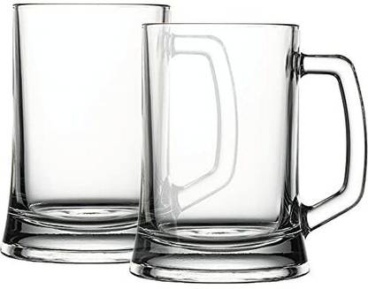 Tap2kaart StylishPub Beer Glass With Handle - 500 ml( Pack of 2 ) Glass Beer Mug