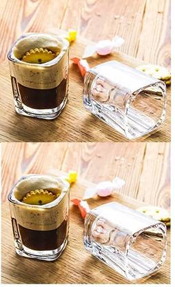 Adhunyk (Pack of 12) SQUARE SHORT GLASS FOR PARTY, DRINK, VODKA ETC.... Glass Set Shot Glass