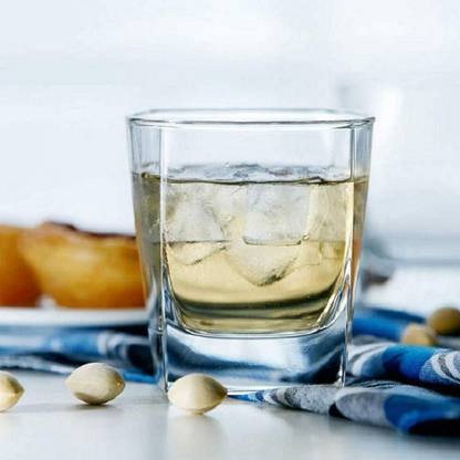 okechuku Crystal Clear Heavy Boktom Square Shaped Juice, Water and (1 pc.) Glasses Glass Whisky Glass