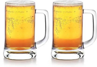 cello (Pack of 2) Stern Beer Mug with Handle | Scratch Resistant & Easy to Clean | Glass Set Beer Glass