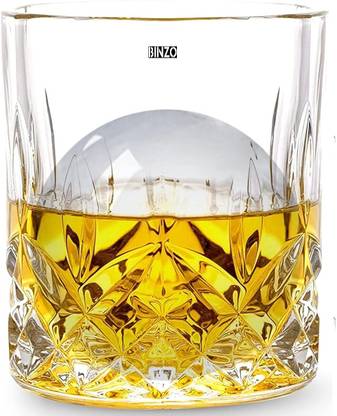 BINZO (Pack of 6) Crystal Whiskey Whisky Glassware Glasses For Drinking Glass Set Whisky Glass