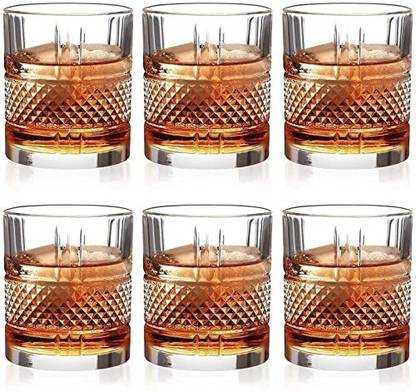 Bold and Wide (Pack of 6) Crystal Drinking Glasses Classic Whiskey Tumblers Set of 6 Imported Bourbon Scotch Brandy Juice Tumbler for Drinks Liquor Glasses Premium Whisky Glass – Set of 6, 310 ml Glass Set Whisky Glass