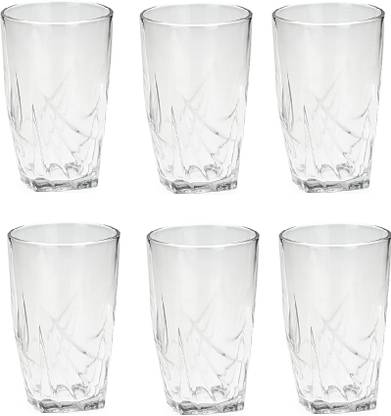 1st Time (Pack of 6) Self Designer White Transparent Multi Purpose Beverage Tumbler Drinking Glass Set (Set Of Six) B05 Glass Set Water/Juice Glass
