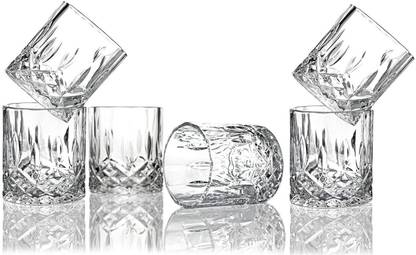 GREATZON (Pack of 6) Heavy Base Crystal Clear Whiskey Glass for Scotch, Bourbon, Vodka, Liquor Glass Set Water/Juice Glass