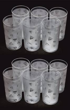 BELLERBIRD (Pack of 12) Diamond Design Drinking Water Glass Set Water/Juice Glass