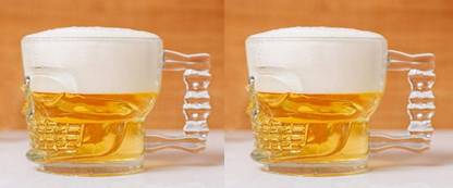 miRim (Pack of 2) Designer Skull Shape Whiskey Glass Set Whisky Glass