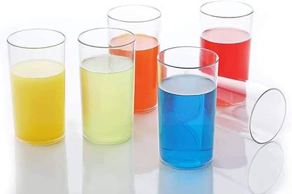 Everbuy (Pack of 6) Shatter Proof Dishwasher Safe Clear Glass High Ball Juice Water Glass Set for Daily Use,250 ml, Set of 6 Glass Set Water/Juice Glass