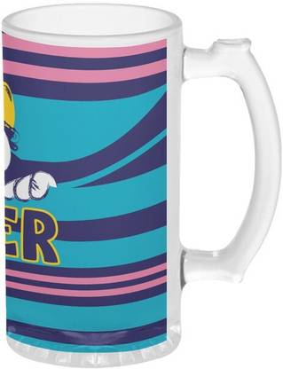 Tediline Beer Mug Funny Monster Frosted with Handle 16 Oz Glass Beer Mug