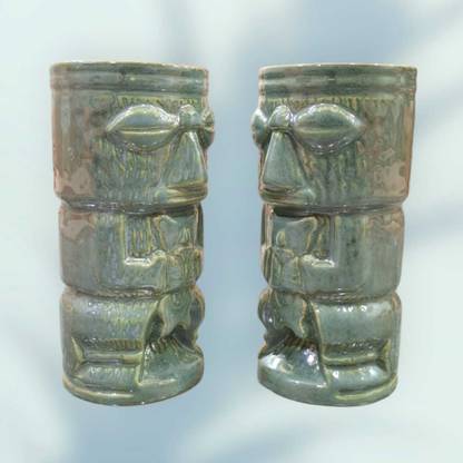 Your Local Store (Pack of 2) Monk Style Tikki Glass 500 Ml Copper Green Glass Set Cocktail Glass