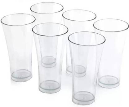 Sorath (Pack of 6) 6 Pcs Plastic Unbreakable Stylish Water /Juice Glass Plastic Glass Set (300 ml) Glass Water/Juice Glass