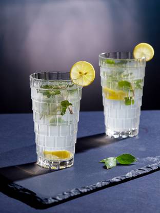 Troveas (Pack of 6) Italian Crystal Helix Highball Glass Set Water/Juice Glass