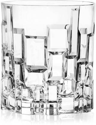 VLKMK (Pack of 6) Diamond Crystal Cut Whiskey Glasses , Bar Glass for Drinking Bourbon, Cocktail Glass Set Whisky Glass
