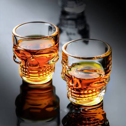 Melbify (Pack of 6) Skull Shot Glasses | Tequila, Vodka, Jagermeister Shot Glasses Glass Set Shot Glass