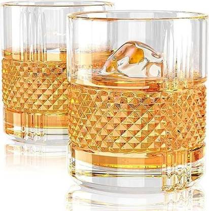 Kriti Traders (Pack of 2) Old Fashioned Rocks Glasses, Bourbon Glass for Cocktail, Scotch, Glass Set Whisky Glass