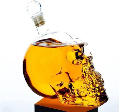HOUSE OF QUIRK Skull Whiskey Decanter 1000ml Glass Skull Head Wine Bottle Glass Whisky Glass